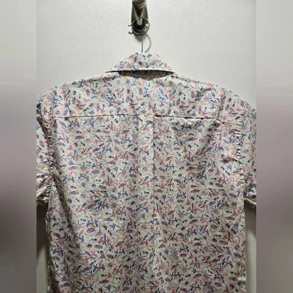Peter Millar Summer Men's Small Helicopter Palm Tree Print Short Sleeve Button - Picture 7 of 8